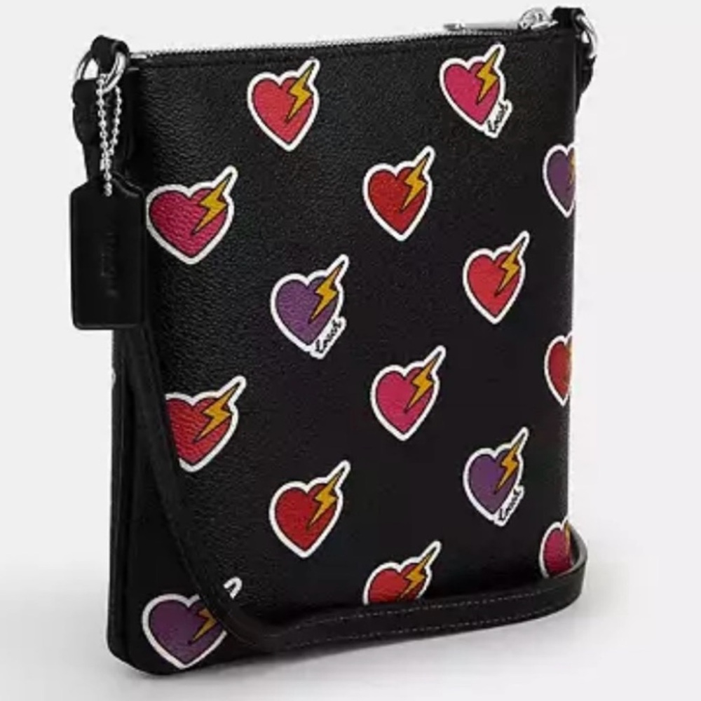 COACH NWT Mini Rowan File Bag With Heart Bolt Print - Picture 2 of 5
